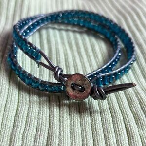 Leather Beaded Wrap Bracelet